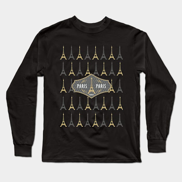 Eiffel Tower Paris Long Sleeve T-Shirt by Krepas